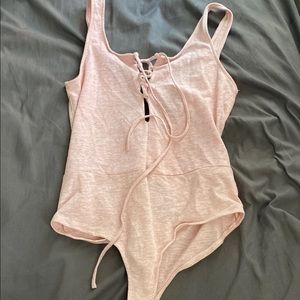 Lucca couture pink lace up bodysuit